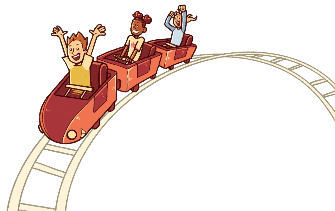 Kinderen in een achtbaan